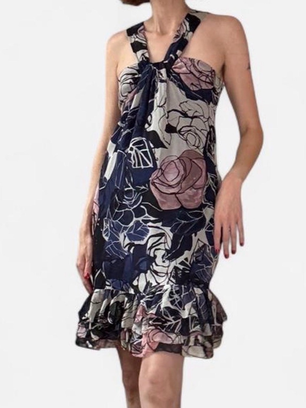 Vintage y2k-era Diane Von Furstenberg DVF Silk Floral Dress size 0